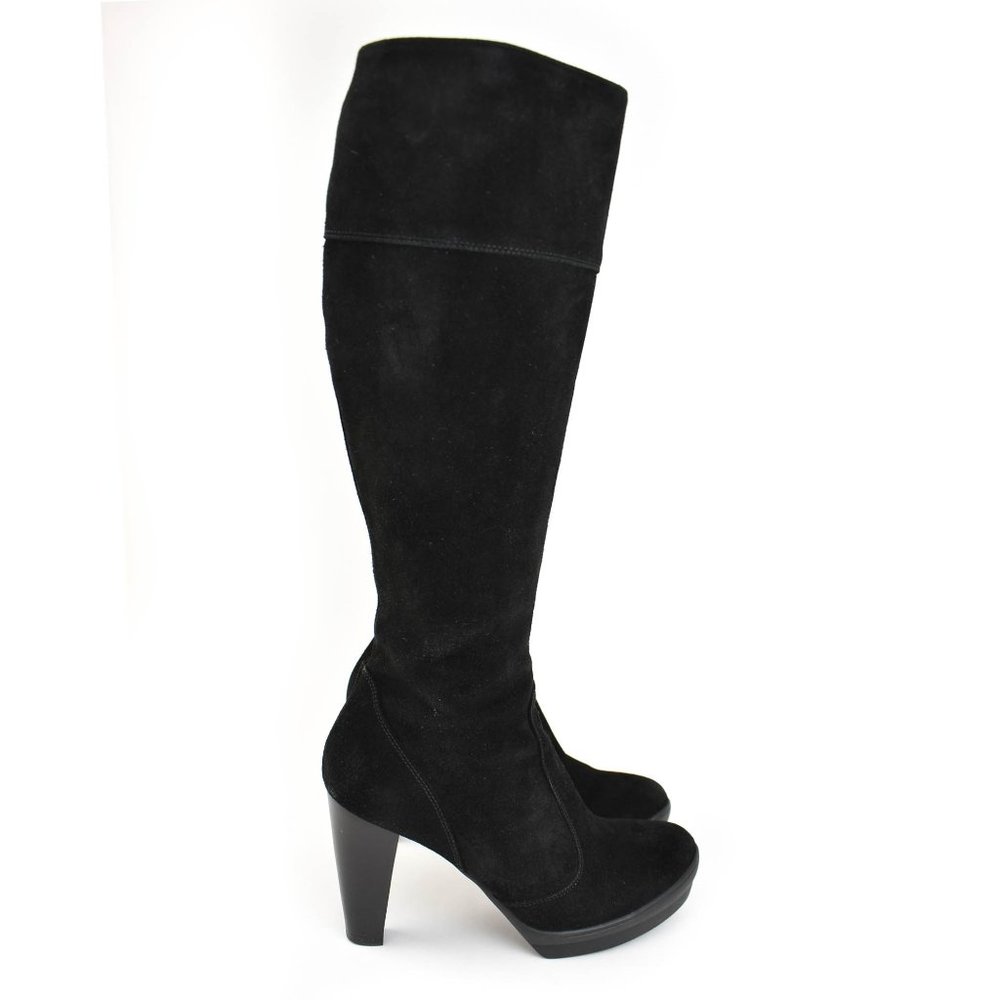 FENDI: Black, Suede & Logo, Tall Platform Boots - Picture 4 of 10